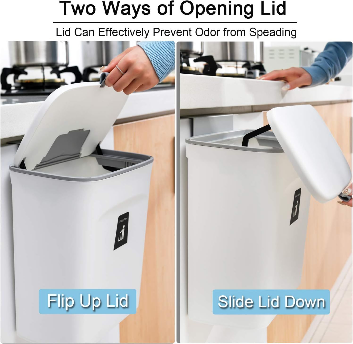 Hanging Kitchen Compost Bin with Lid for Cabinet Door or Wall view 3