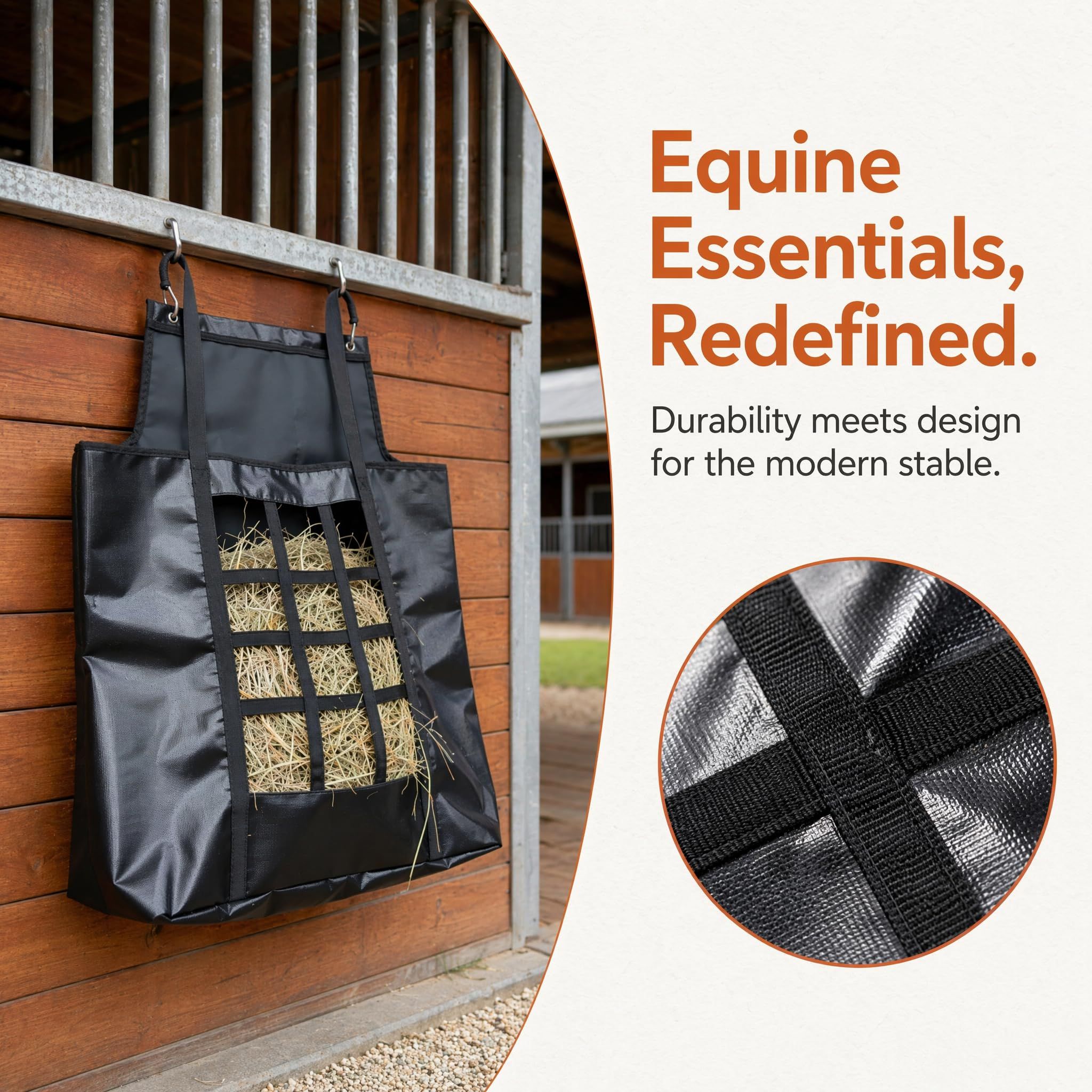 Horse Slow Feed Hay Net with Metal Rings – Durable Hay Feeder Bag for Stables view 8