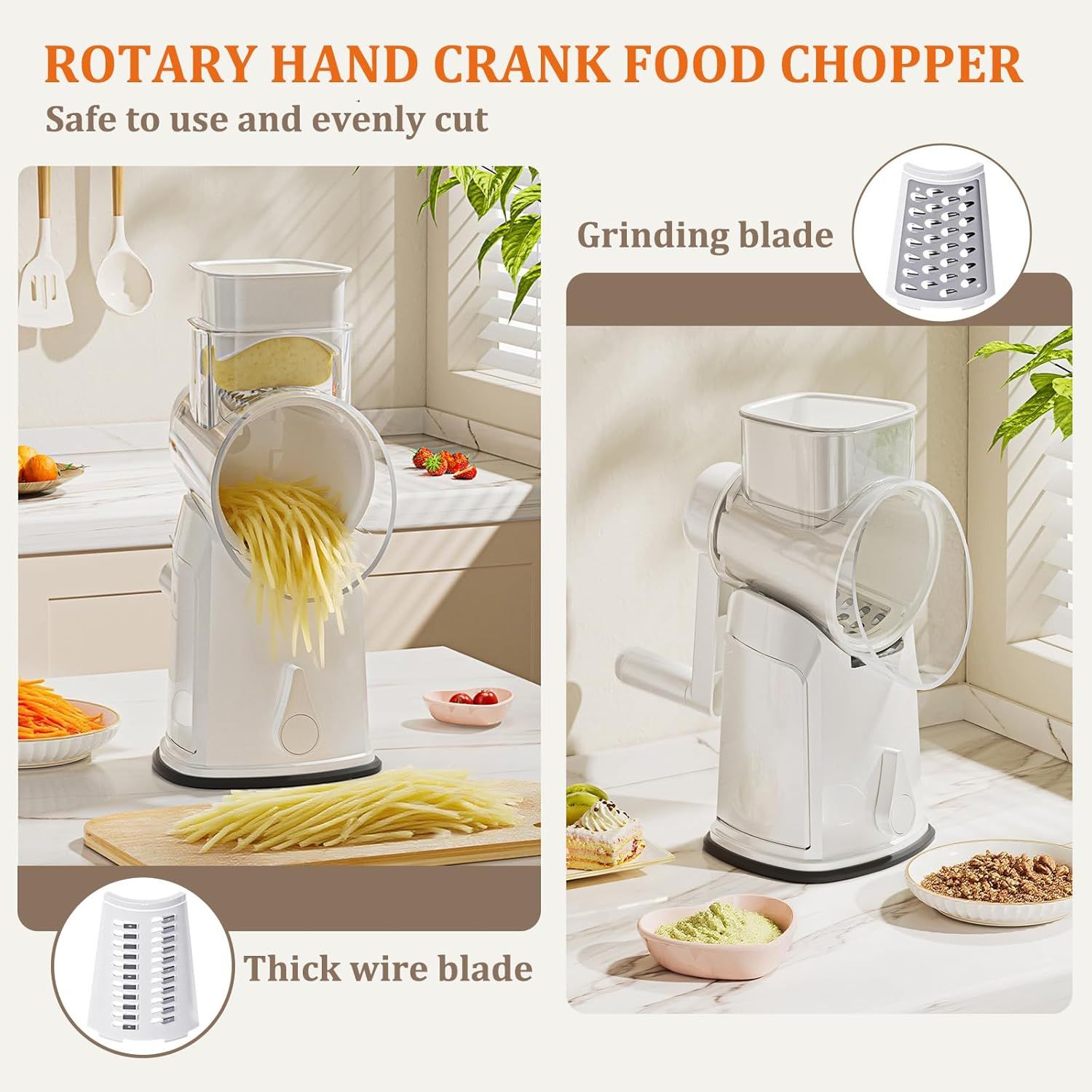 5-in-1 Hand Crank Rotary Vegetable Slicer & Grater with 10 Blades view 3