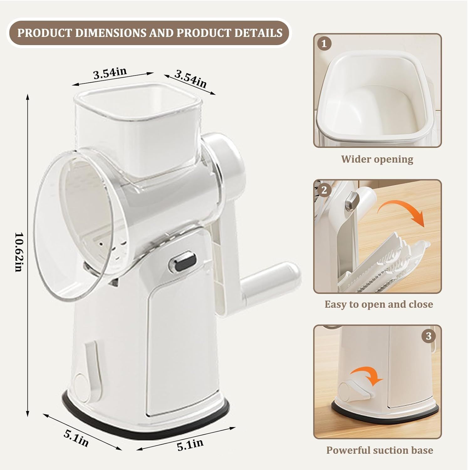 5-in-1 Hand Crank Rotary Vegetable Slicer & Grater with 10 Blades view 8