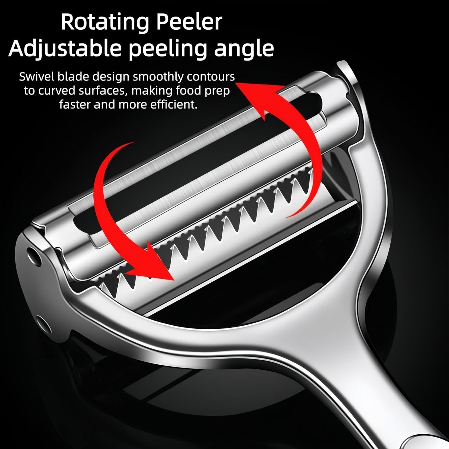 Premium Zinc Alloy Multifunctional Vegetable Peeler with Rotating Serrated Blade view 3