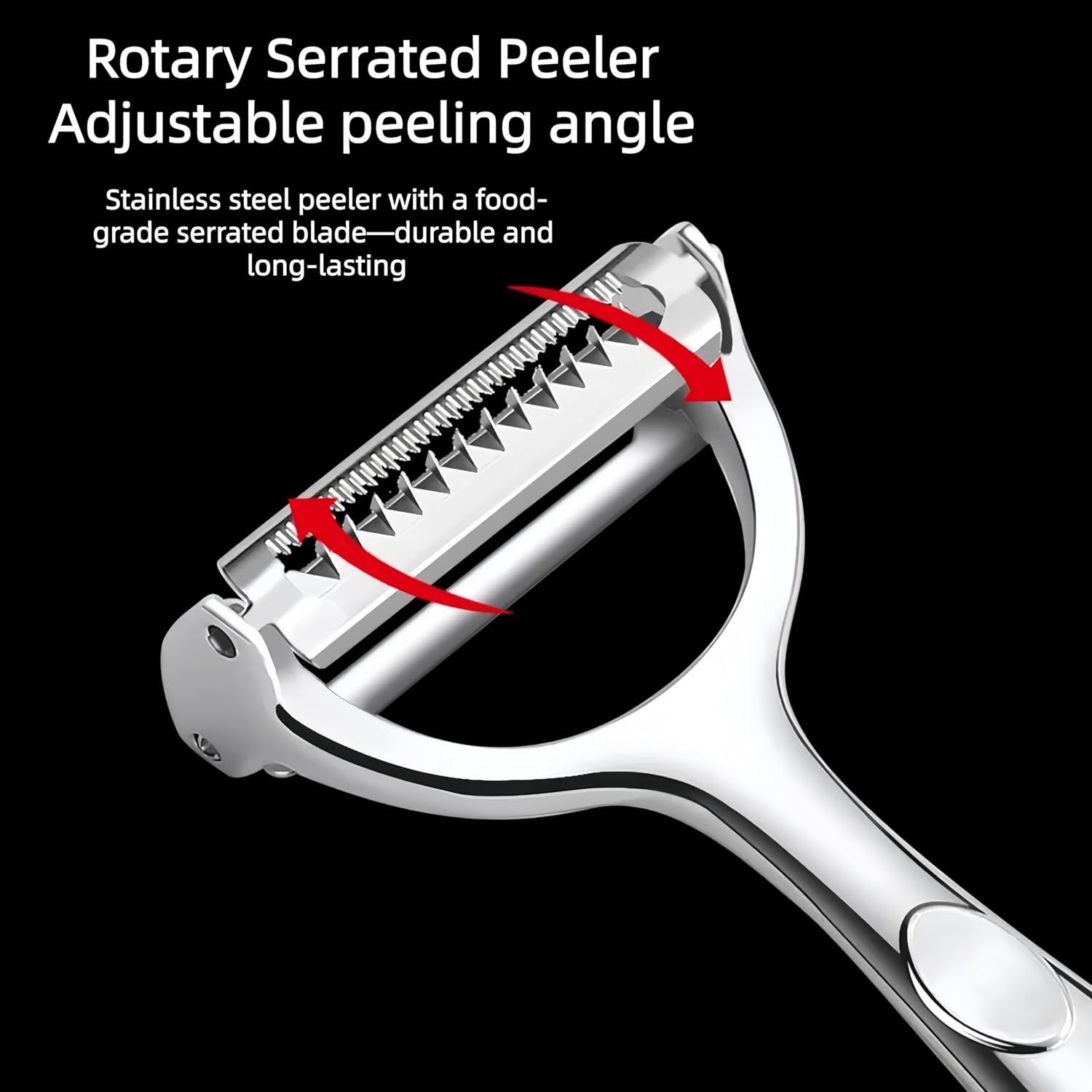 Premium Zinc Alloy Multifunctional Vegetable Peeler with Rotating Serrated Blade view 4