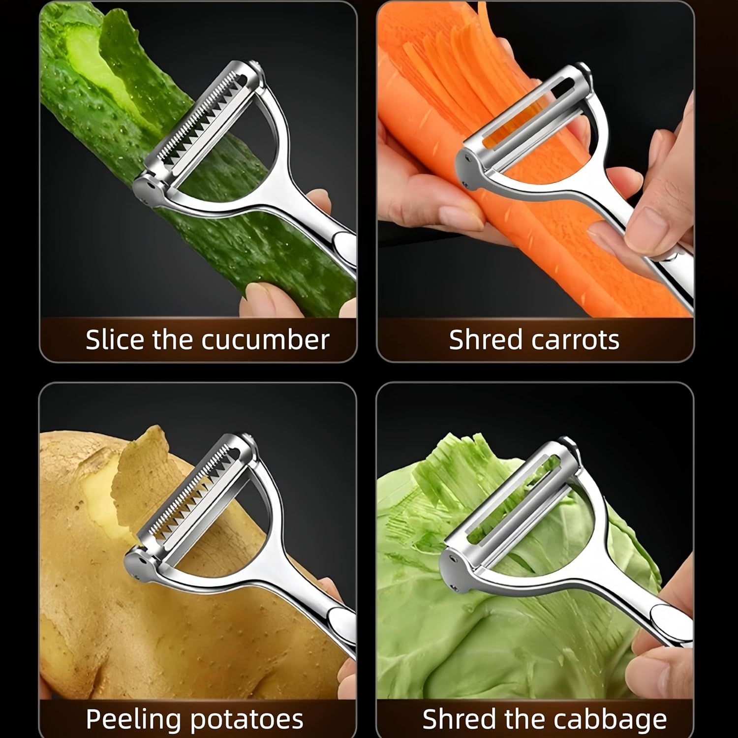 Premium Zinc Alloy Multifunctional Vegetable Peeler with Rotating Serrated Blade view 8