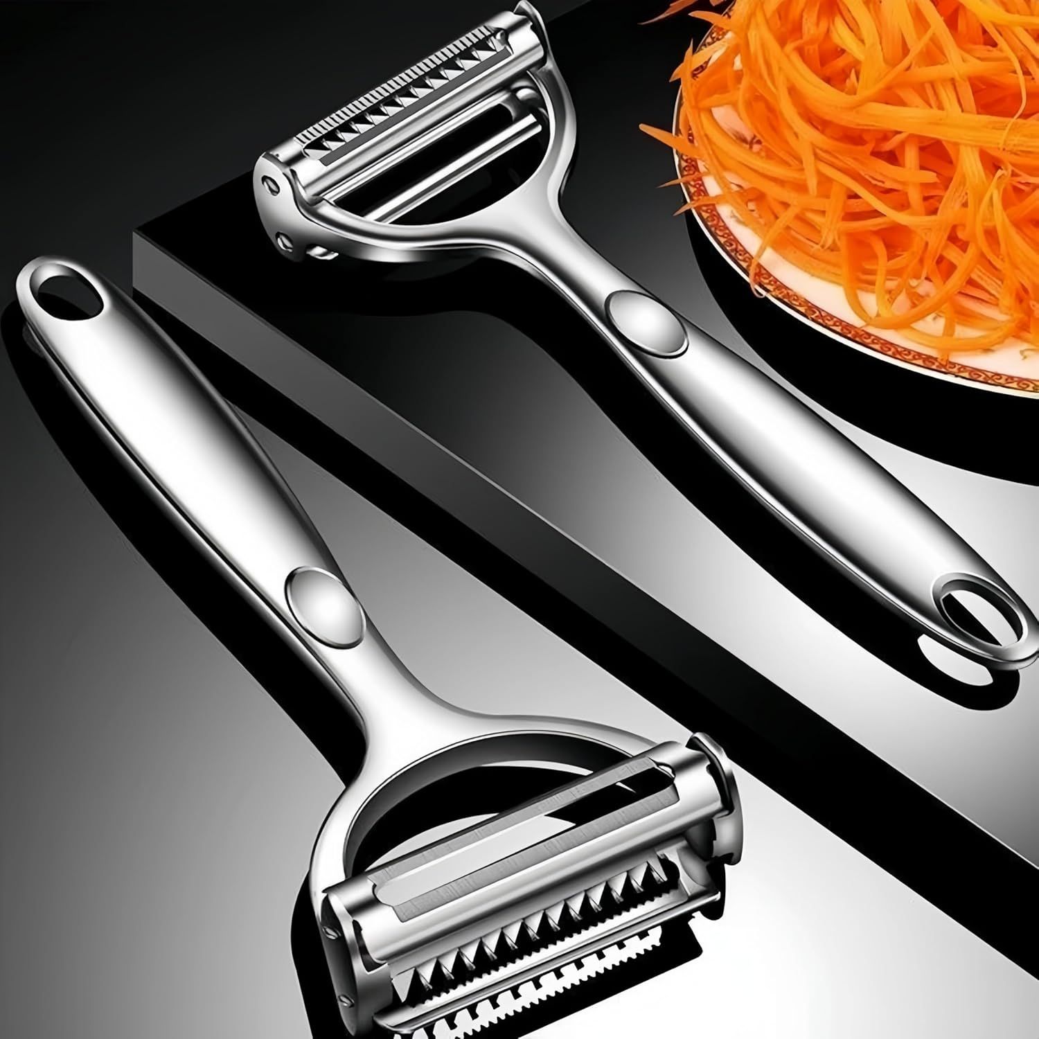 Premium Zinc Alloy Multifunctional Vegetable Peeler with Rotating Serrated Blade view 9