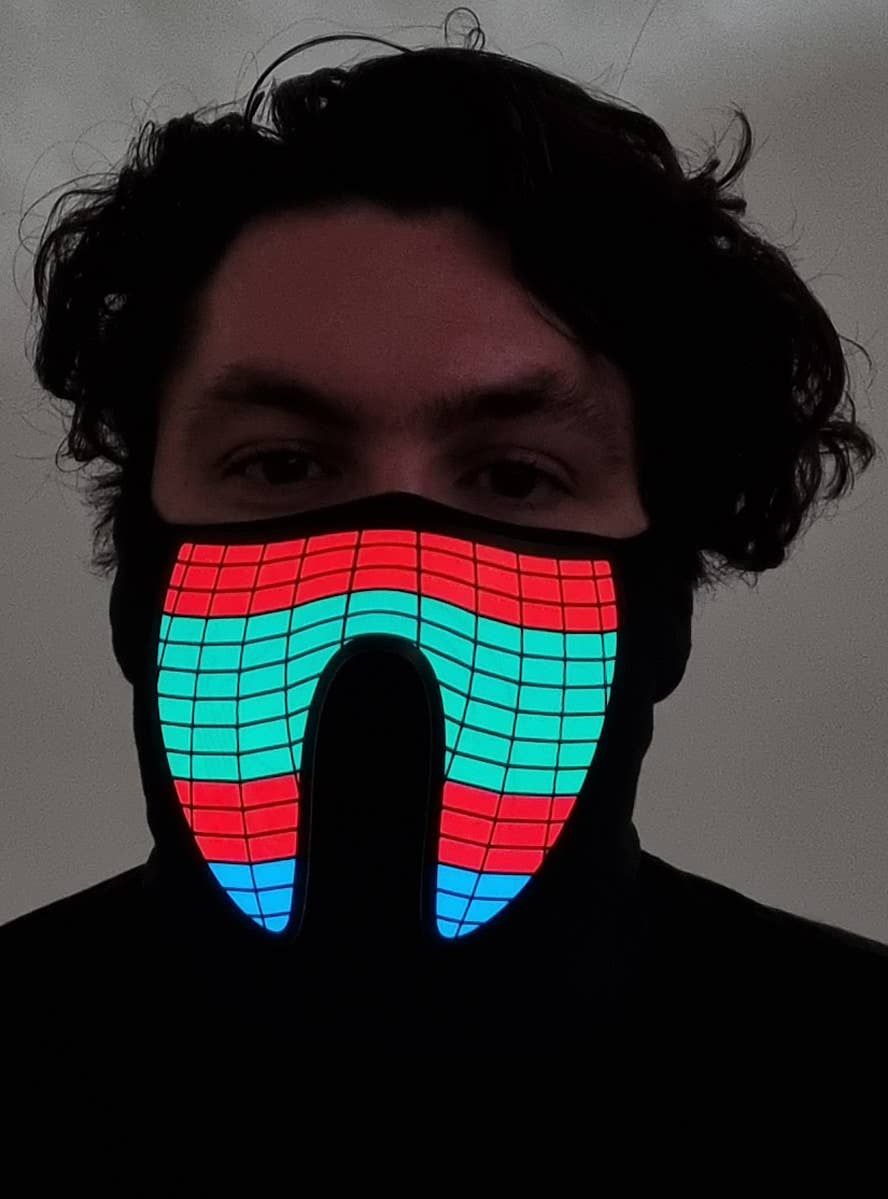 Colourful Wave Pattern Sound Activated Light Up Mask — image 1