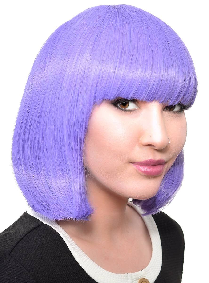 Short Purple Heat Resistant Bob Fashion Wig with Fringe — image 1