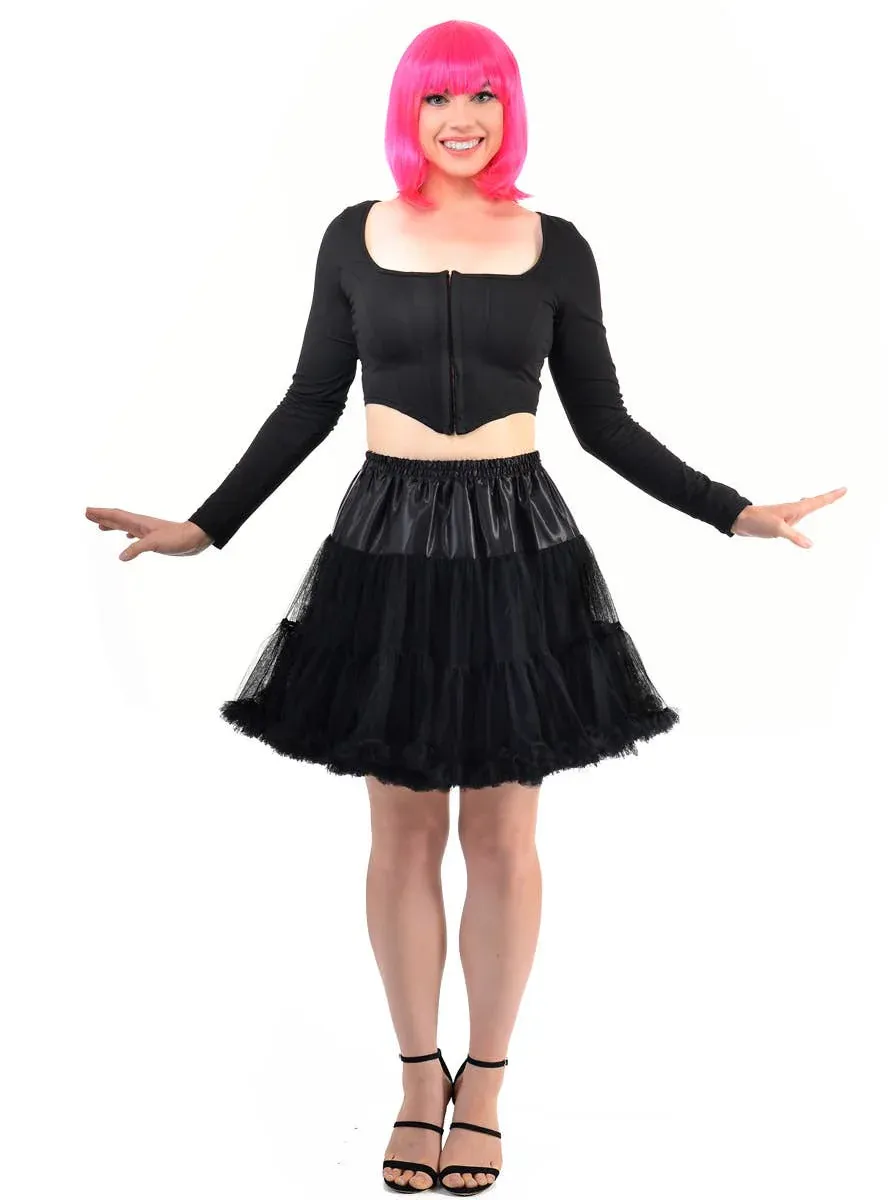 Fluffy Black Thigh Length Womens Plus Size Petticoat view 2
