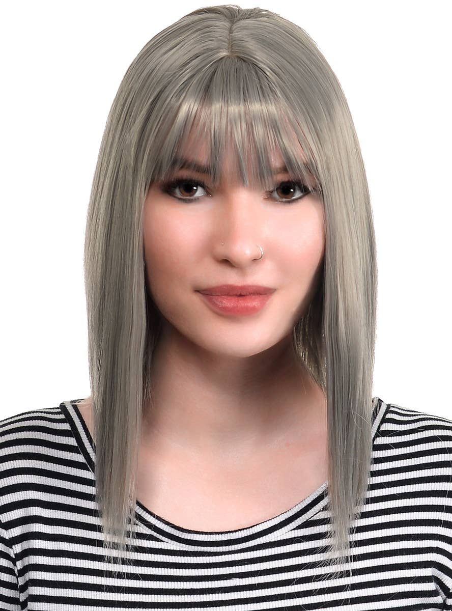 Concave Deluxe Silver Bob Womens Fashion Wig with Skin Top Part — image 1