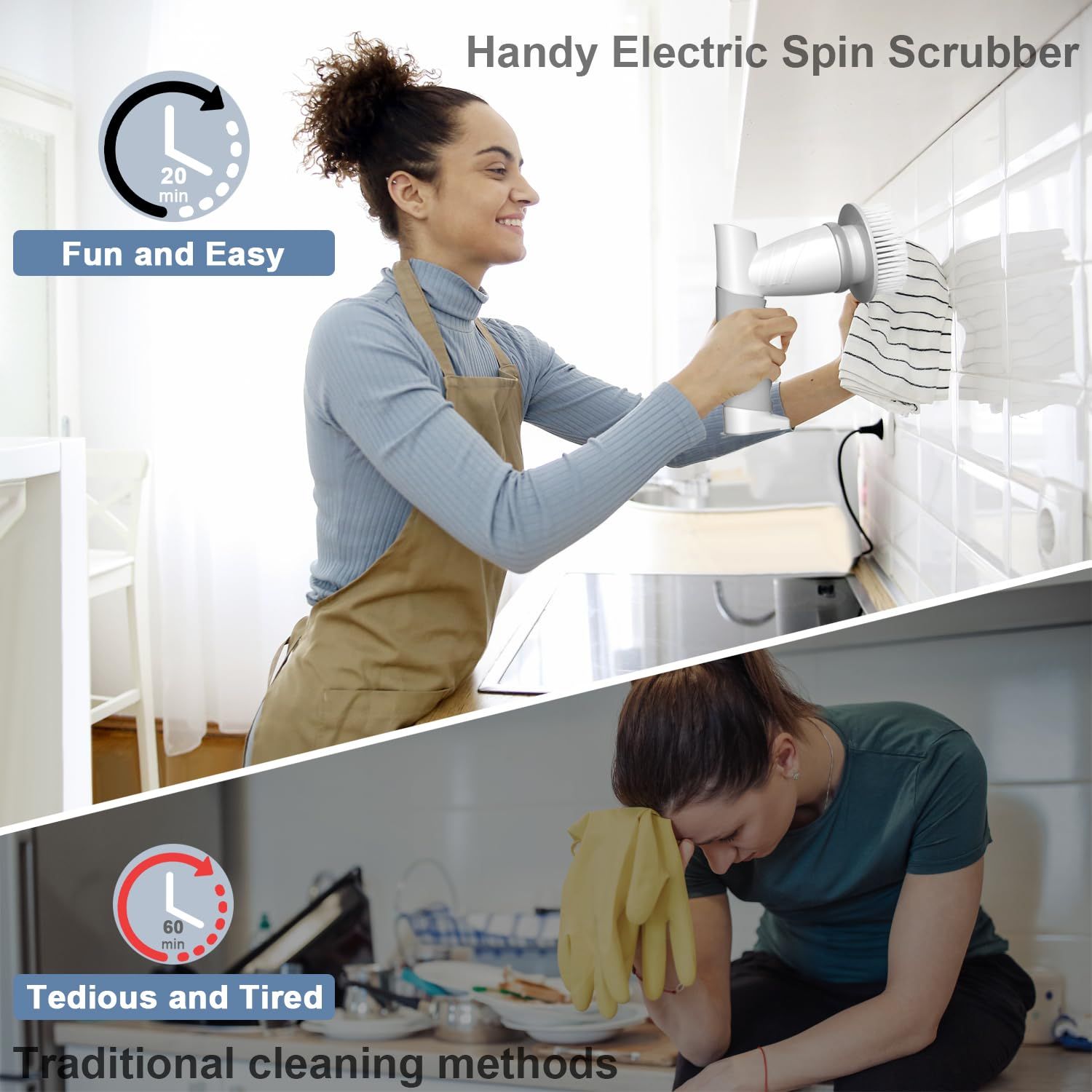 Electric Spin Scrubber, Bathroom Shower Electric Scrubber for Cleaning view 2