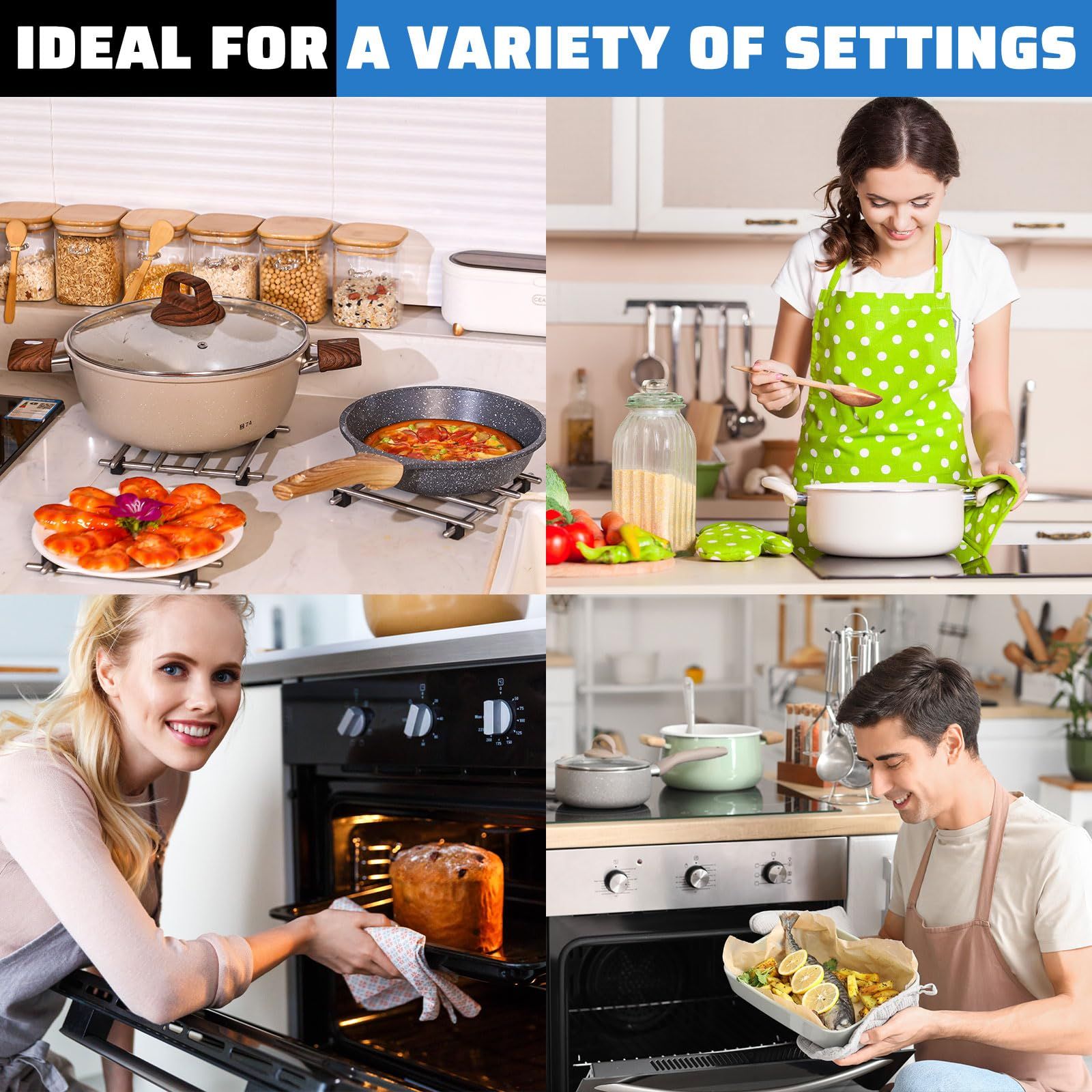 4 Pcs Cast Iron Vintage Stainless Steel for Pots and Pans Cooling Racks for view 3