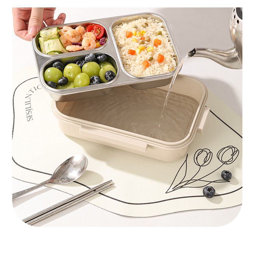 Stainless Steel Lunch Box for Kids & Adults Leakproof 3 Compartment Metal view 4