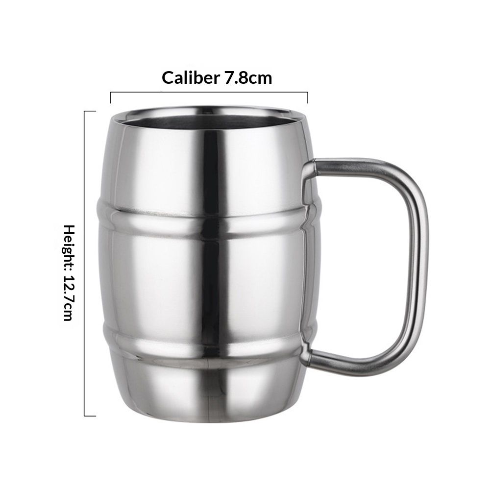 2 Pcs 304 Stainless Steel Barrels Mugs 16 oz Double Wall Coffee Cup Beer Cup view 3