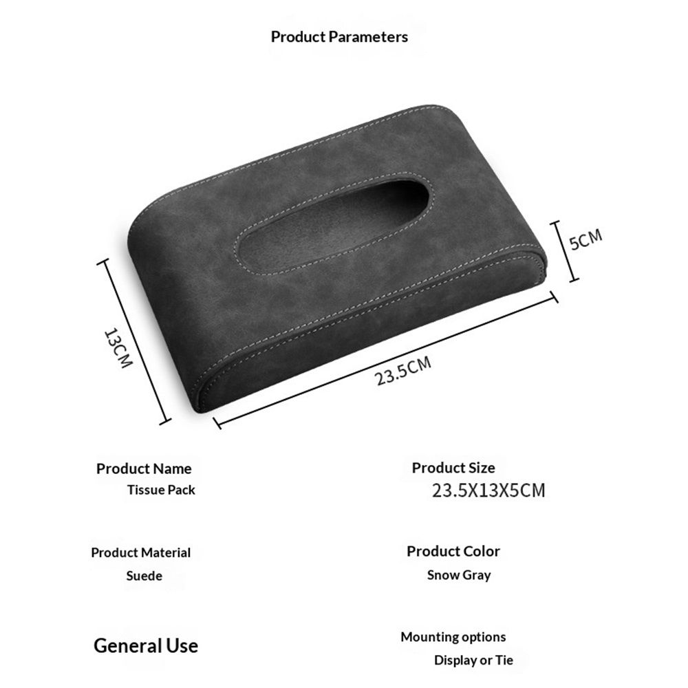 Black-gray Tissue Box suede Cover Rectangular Tissue Holder for Home Car view 5