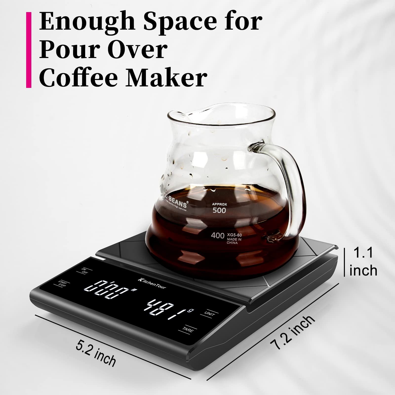 Digital Multifunction Weighing Scale with 3kg/0.5g High Precision - Pour Over view 5