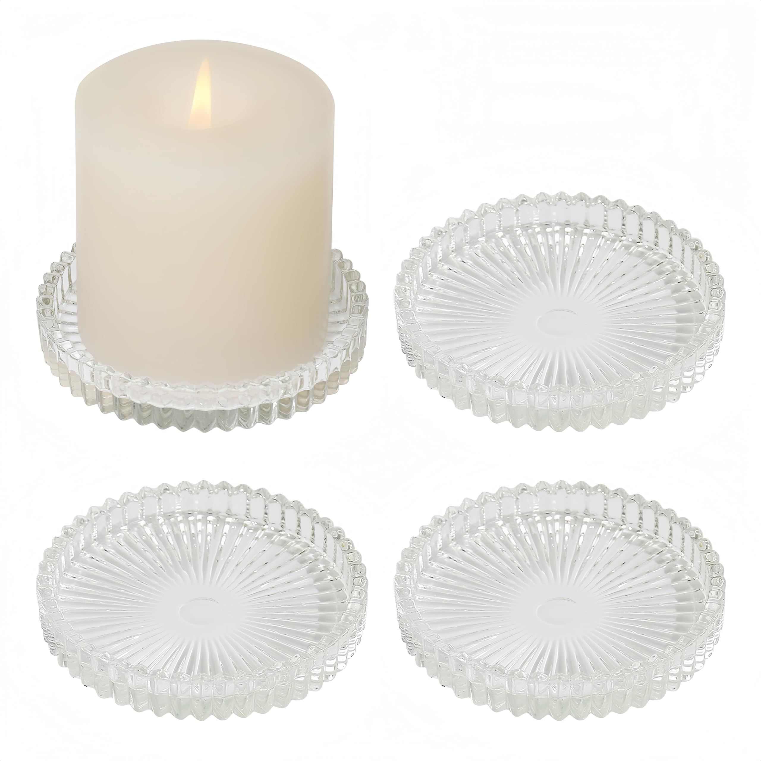 Modern Clear Coaster Set of 4- Glass Coasters for Drinks Crystal Coasters