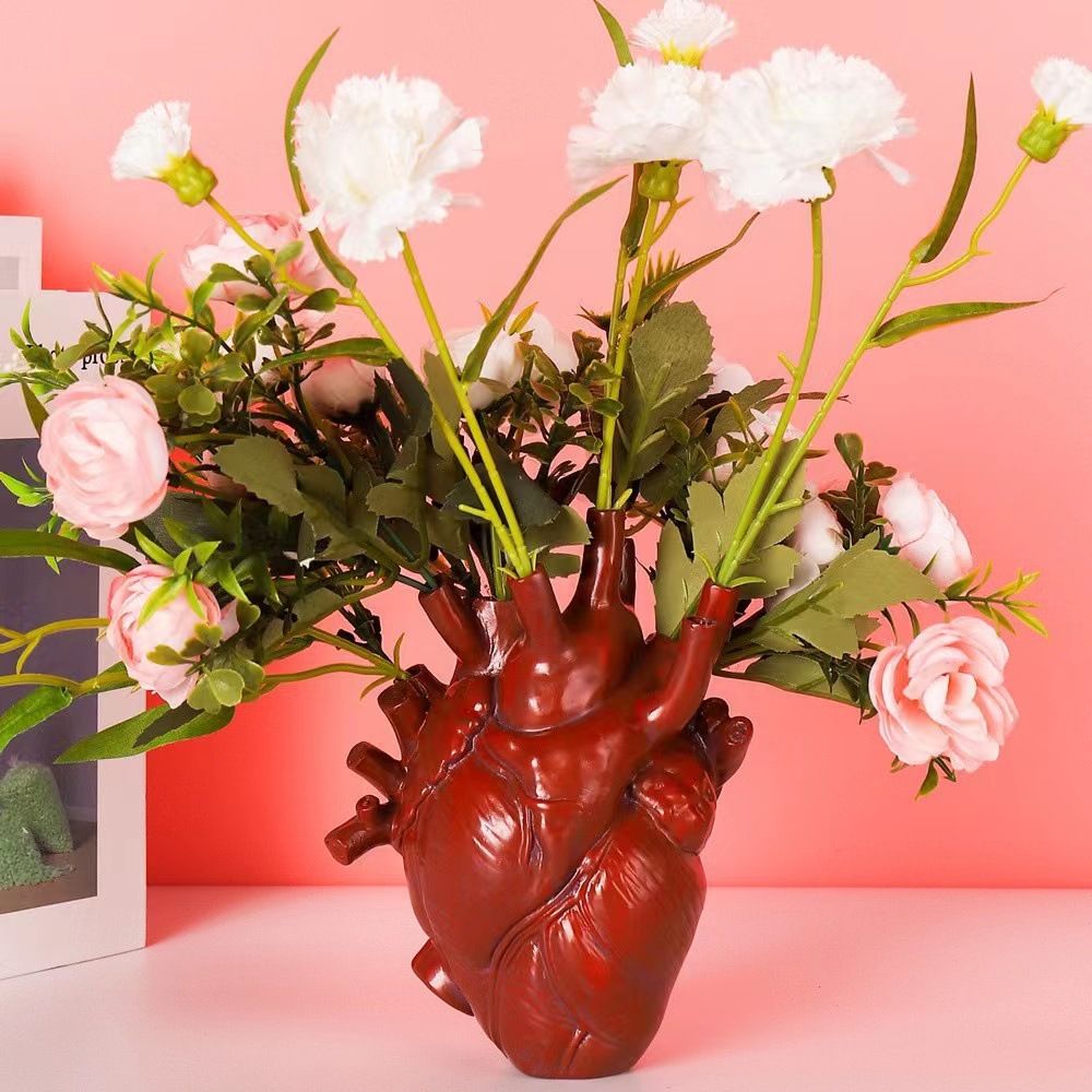 Vase Flower Vases Heart Shaped Decor Resin Flower Pot Modern Unique Nordic Art view 2