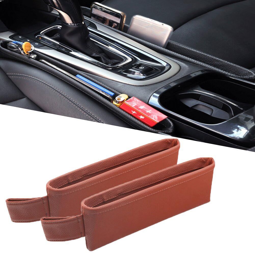 Car Seat Pockets PU Leather Car Console Side Organizer Seat Catcher Holders