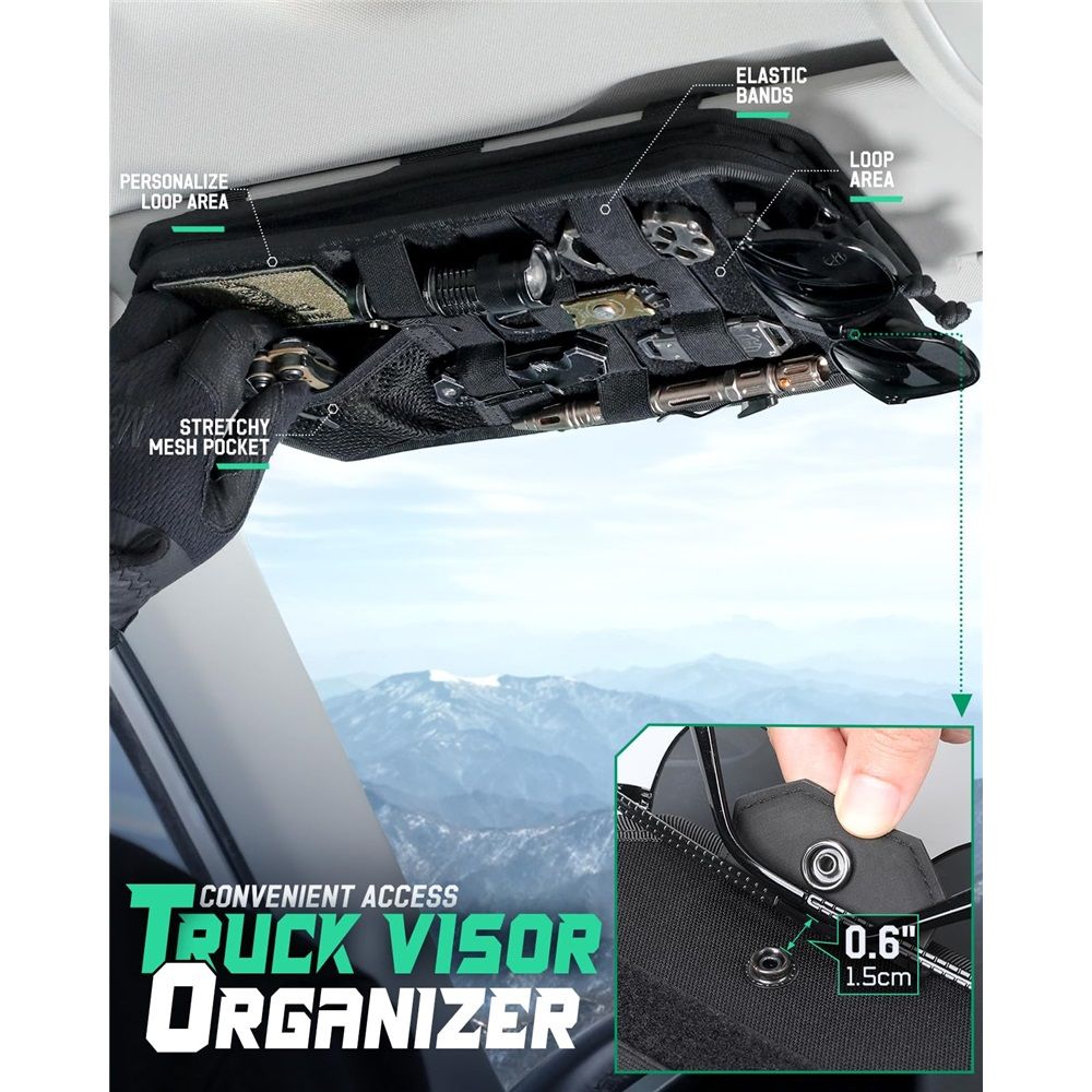 Car Sun Visor Organizer, Design Car Accessories with Zipper Visor Storage view 5