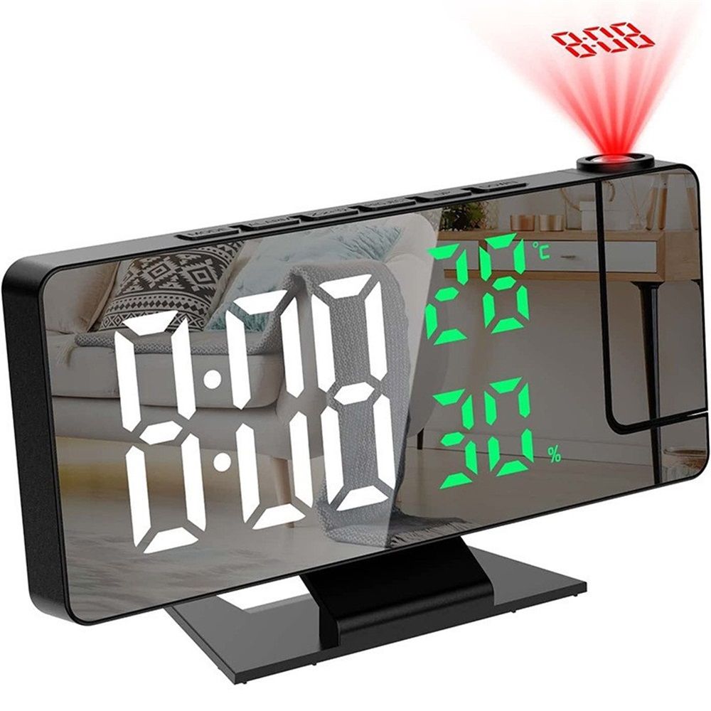 Digital Projection Alarm Clock with Temperature and Humidity Display