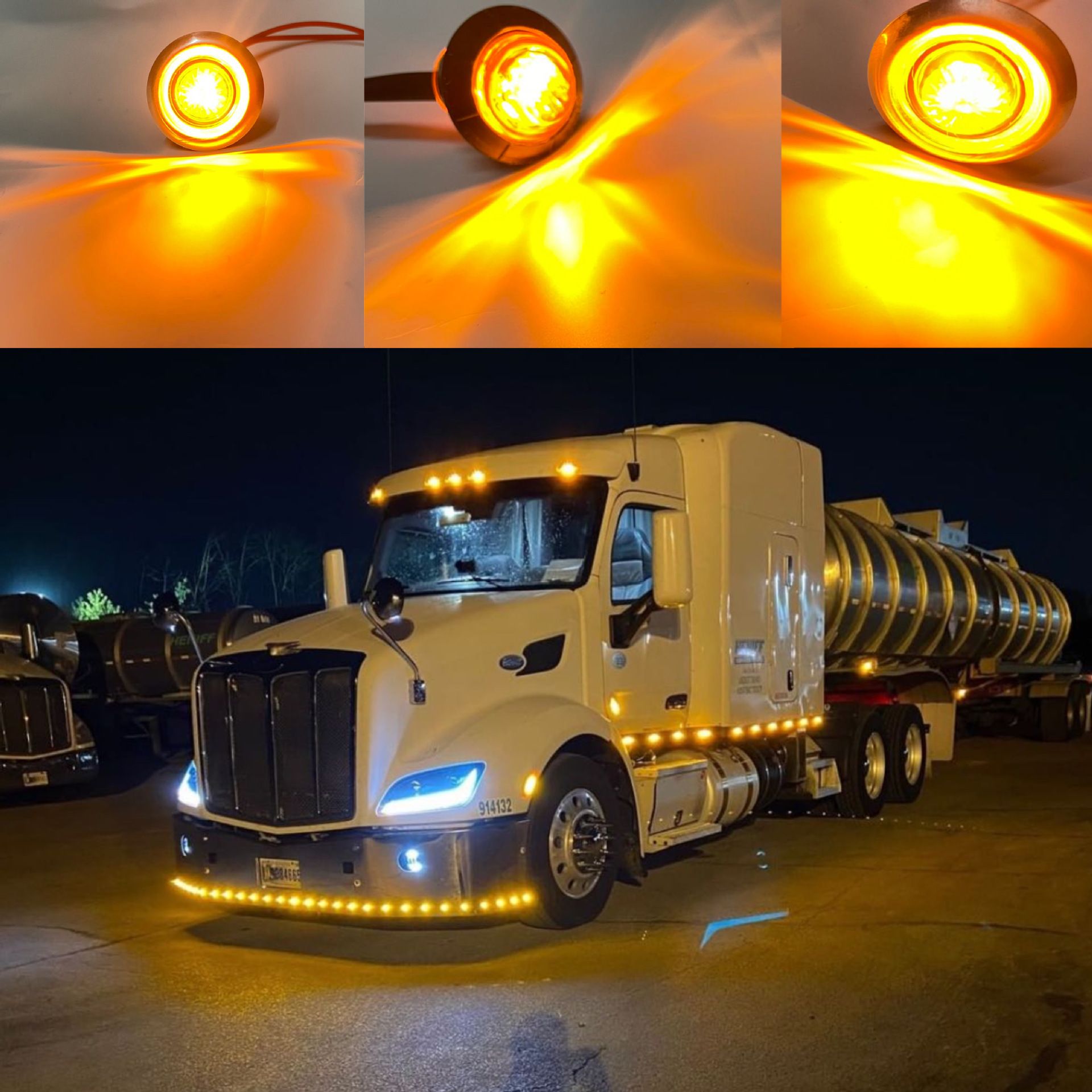 (Pack of 50 ）Mini Round Amber LED Side Marker Turn Signal Light Clearance Lamp view 5