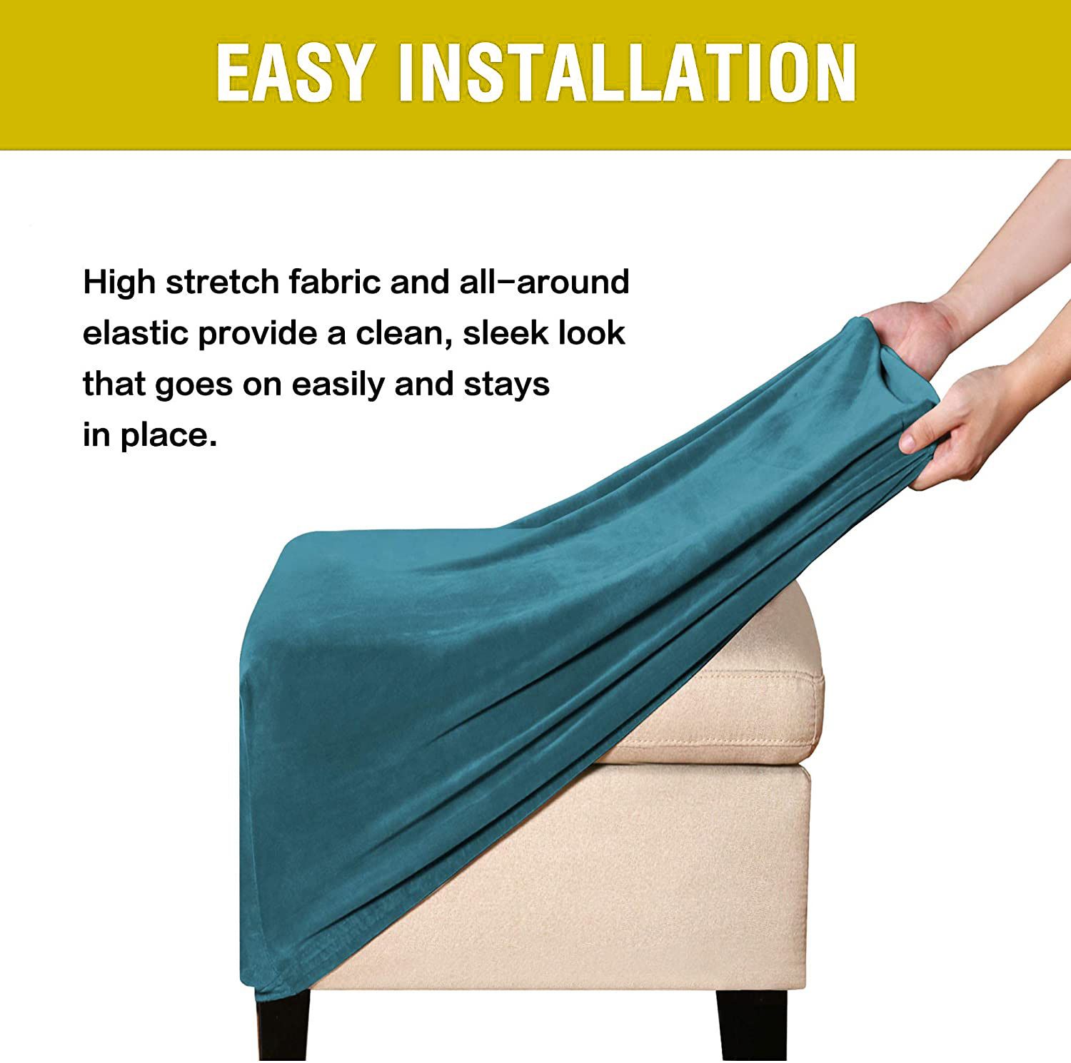 Velvet sofa cover, extendable footstool cover, detachable footstool sofa view 2