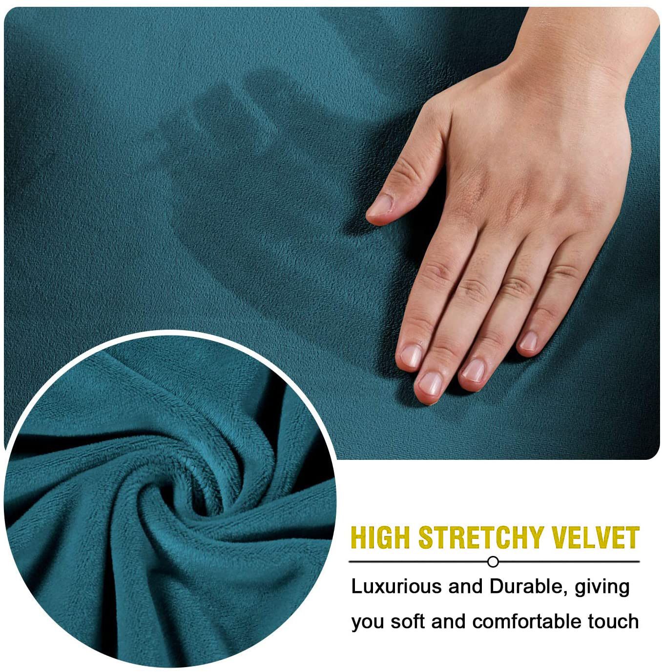 Velvet sofa cover, extendable footstool cover, detachable footstool sofa view 3