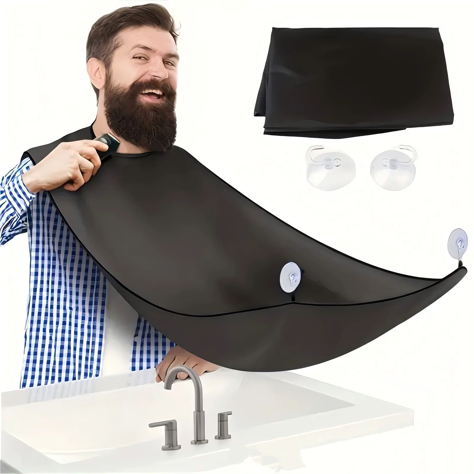 2 pack Beard Bib Apron, Beard Trimming Catcher for Men Shaving Hair Clippings view 5