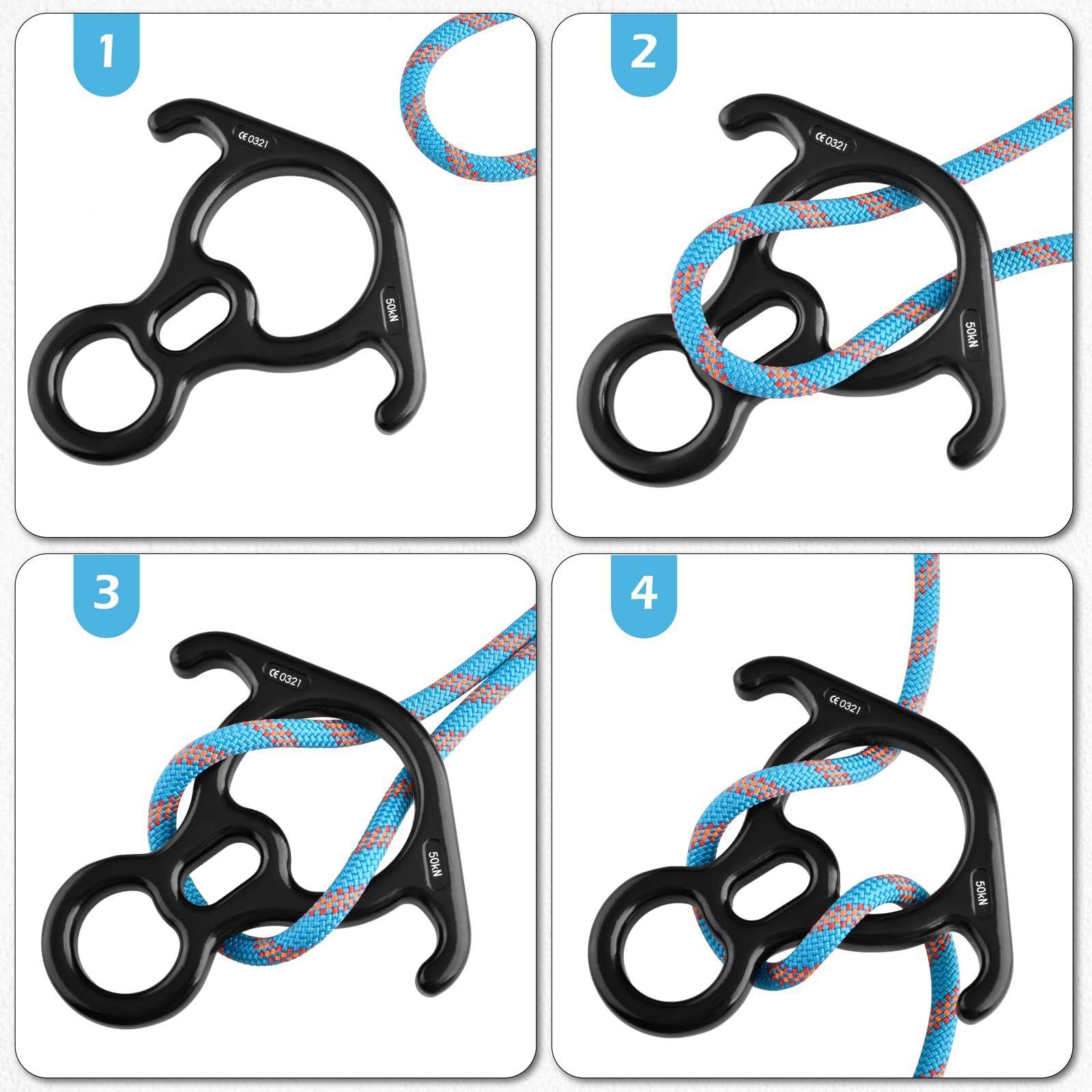 50 kN Climbing Rescue Figure 8 Descender Large Bent-Ear Rigging Plate Heavy view 4