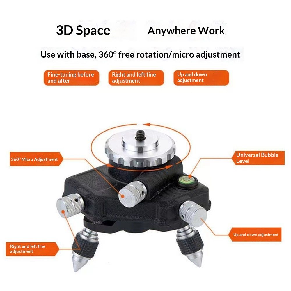 Laser Level Adapter Micro-adjust Fine Metal 360-Degree Rotating Base Tripod view 5