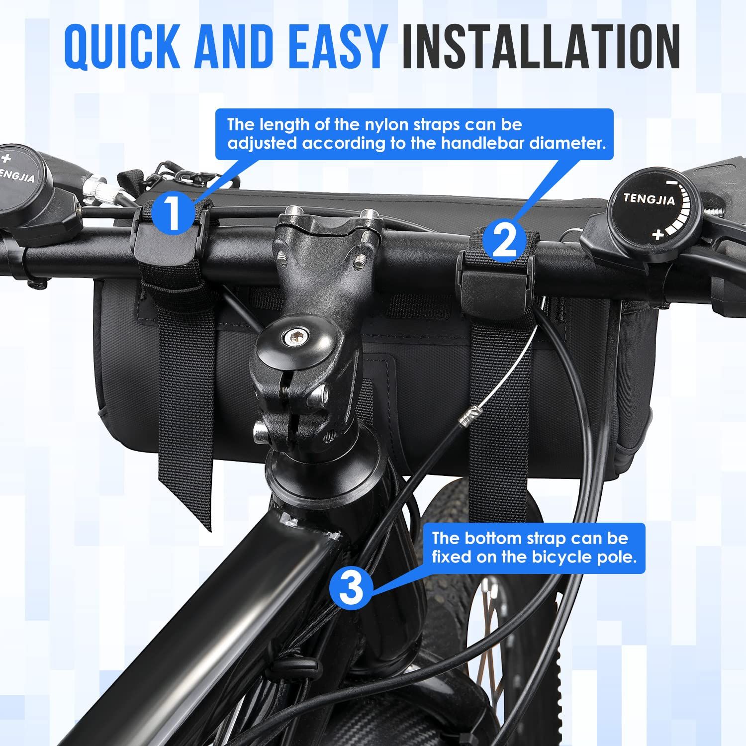 Bike Handlebar Bag Waterproof - Bicycle Handlebar Roll Bag with Large view 4
