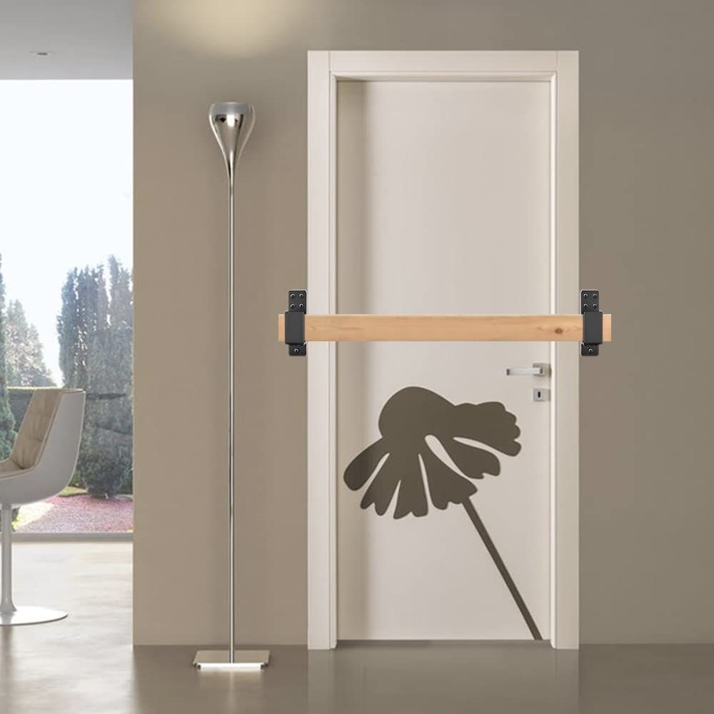 Door Barricade Brackets, 2 Pack Drop Open Bar Holder for Home Security, 2x4 view 5