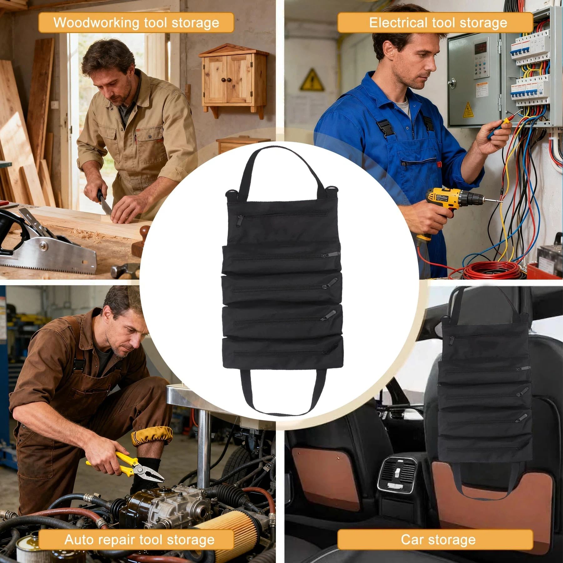 Tool Roll Up Pouch - Canvas Multi-Purpose Wrench Roll Up Bag view 5