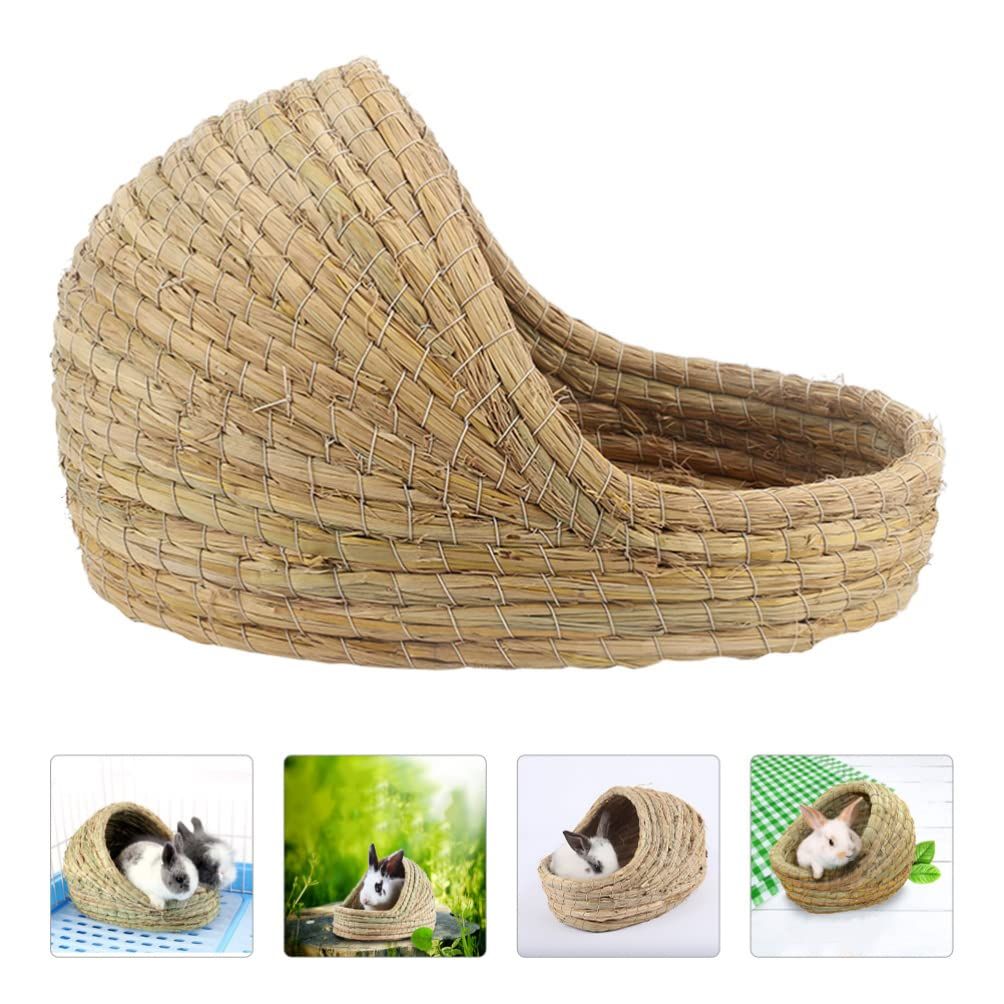 Rabbit grass bed, rabbit woven hay bed, natural handmade grass house for small view 2