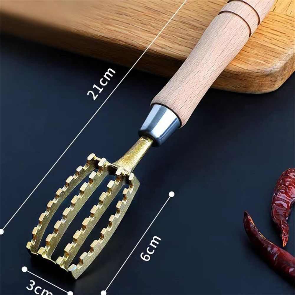 Fish Scaler Brush with Brass Serrated Sawtooth and Ergonomic Wooden Handle view 5