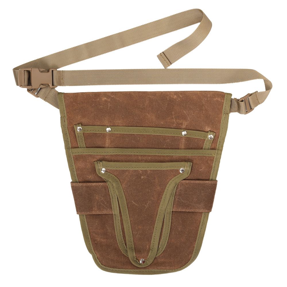 Garden Tool Belt, Brown, Multi-Pocket, Adjustable, Canvas, 28.5cm x 30cm, for
