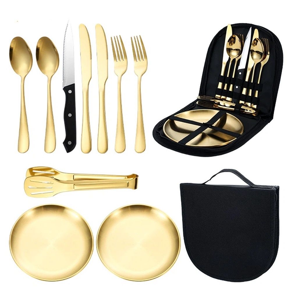 Camping Utensil Set, Camping Silverware Set for 2, Reusable Travel Cutlery view 5