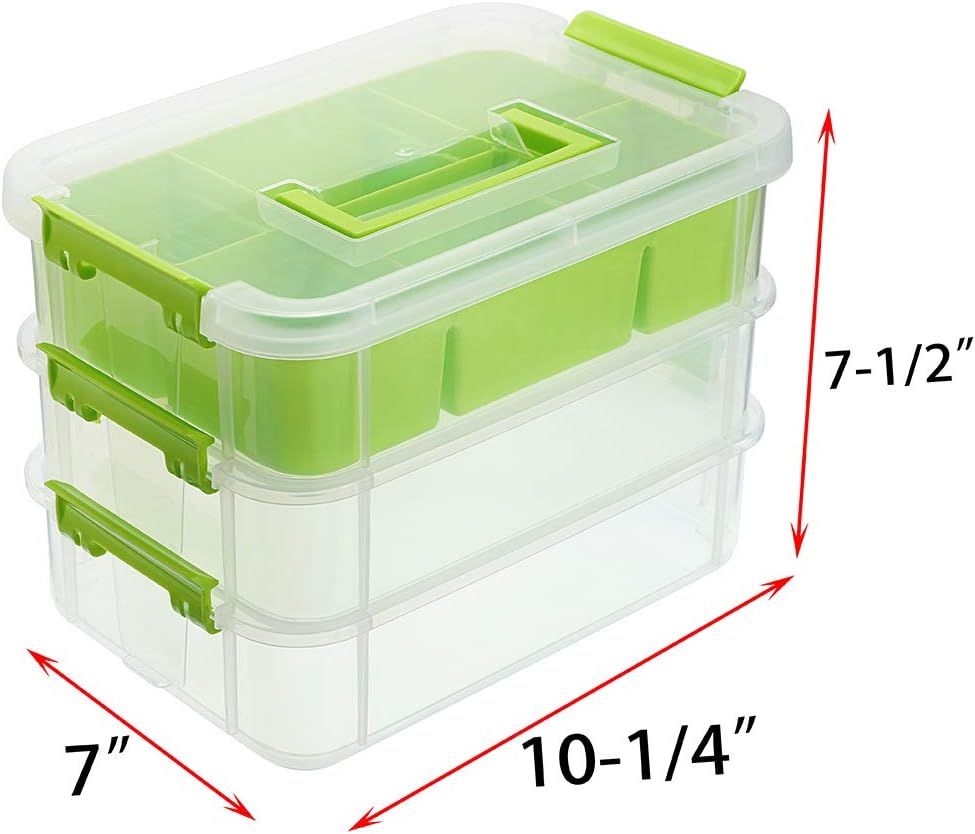 3-Tiers Stack Carry Storage Box With Divided Tray — image 1