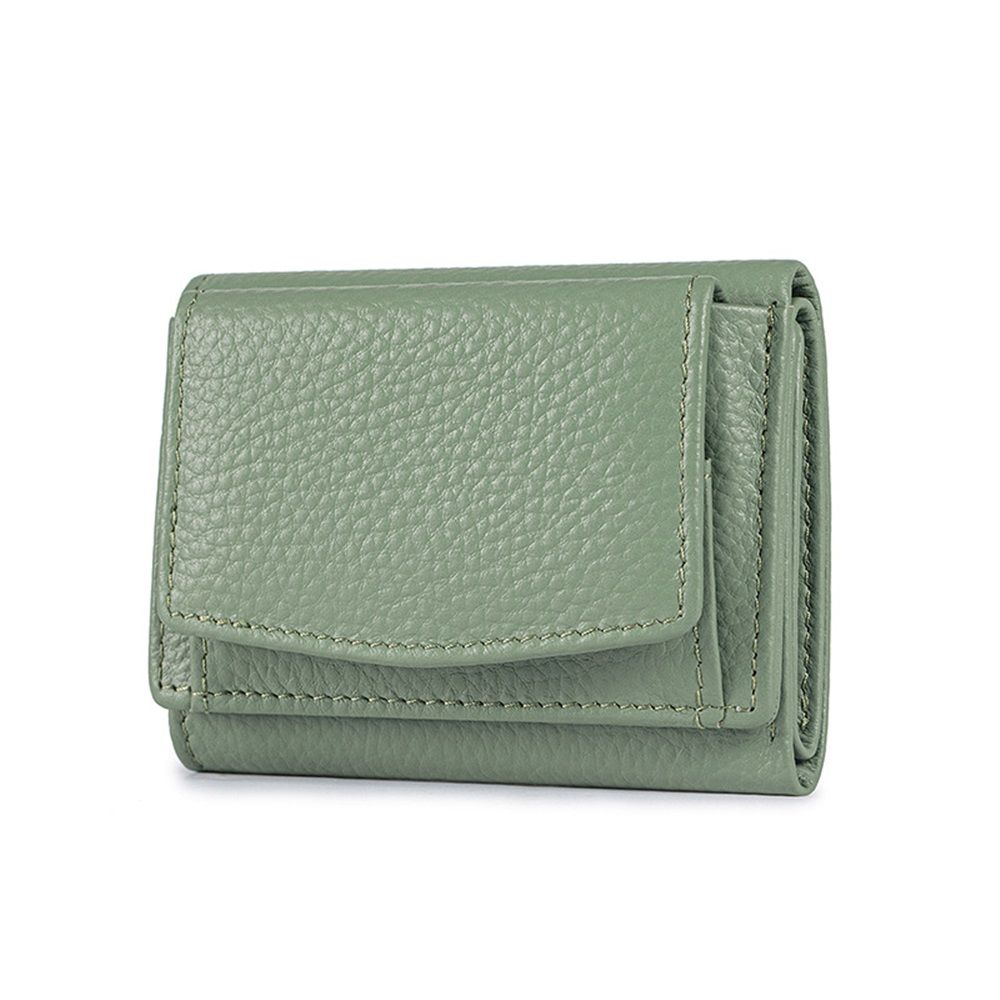 Small Leather Wallet for Women with Coin Pouch Compact Trifold Mini Pocket — image 1