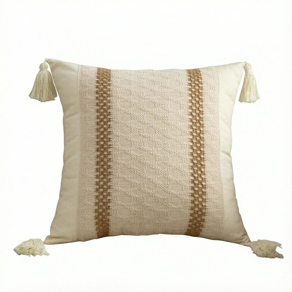 2pcs Pillow Covers 18 x 18inch with Tassels for Farmhouse Living Room view 2