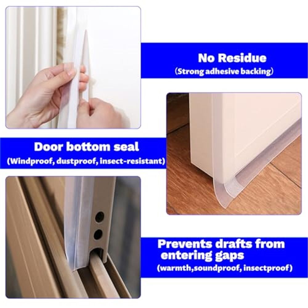 2 pack Silicone Seal Weather Stripping Tape 16.5 Feet Strip Bottom Draft view 2