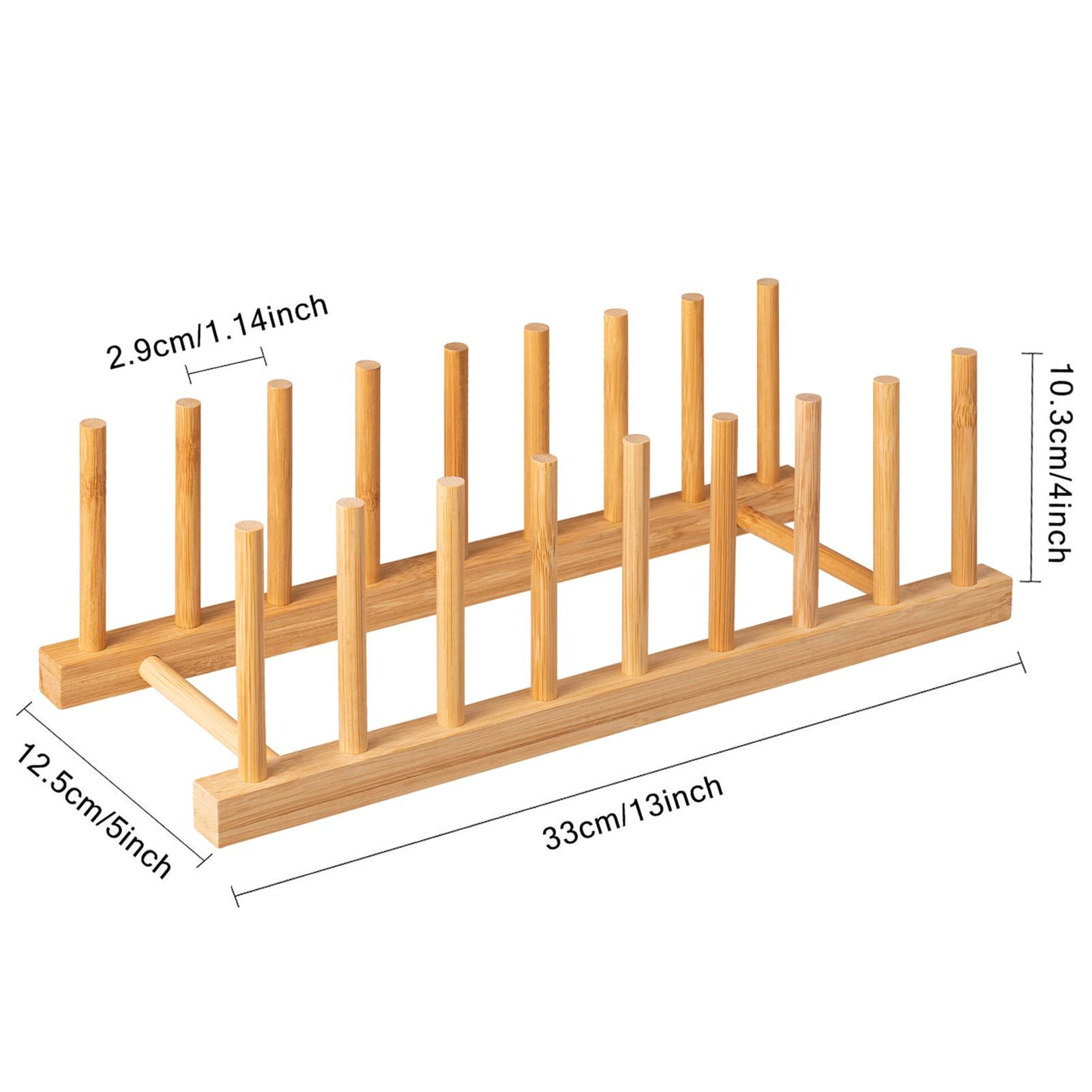 Bamboo Dish Plate Bowl Cup Book Pot Lid Cutting Board Drying Rack Stand view 2