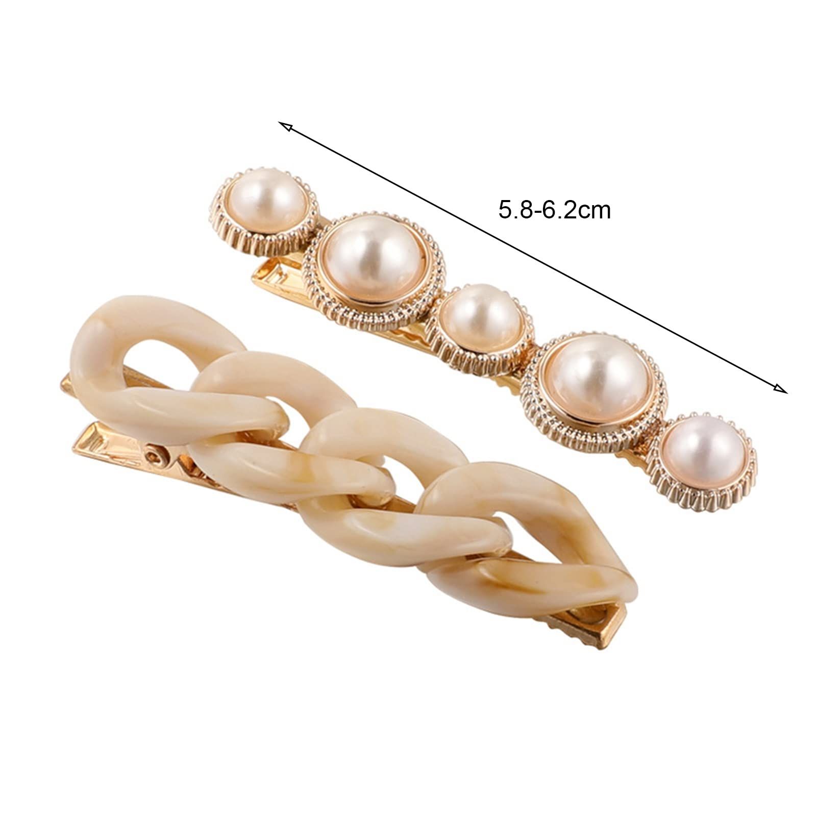 2 Pcs/Set Women Hairpins Faux Pearl Non-slip Chain Shape Geometric Lightweight view 3