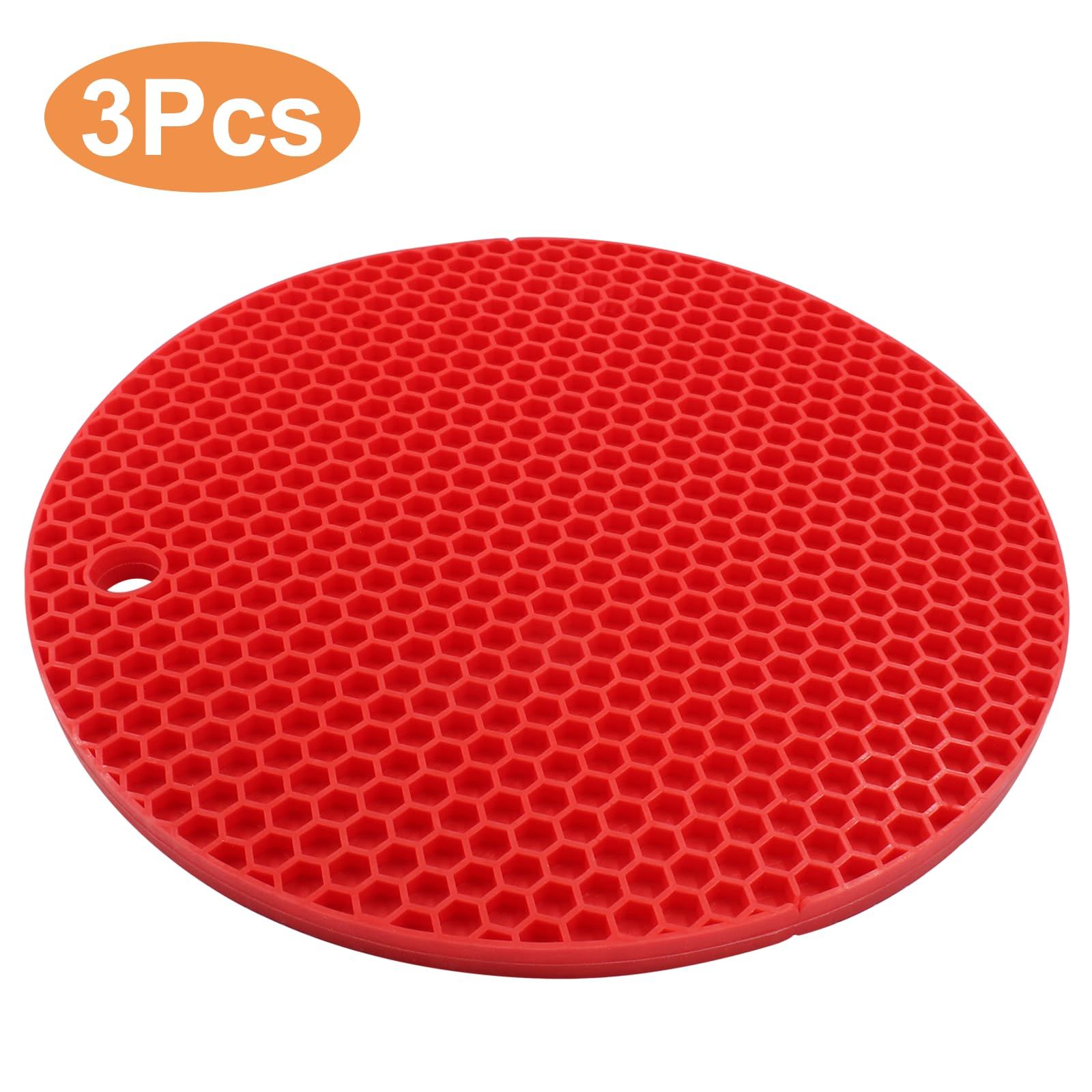 3 Pcs Silicone Trivet Mat 6.9 Inch Hot Plate Holders Round Heat Resistant Pads view 2