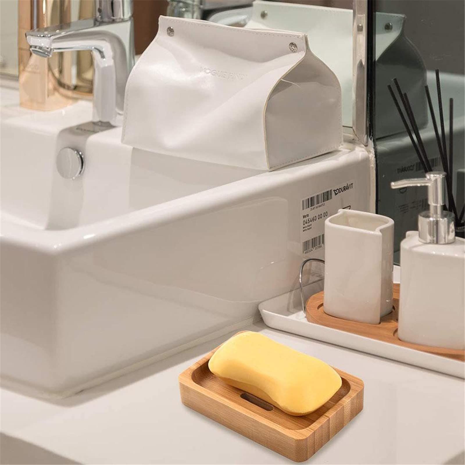 Natural Wood Bamboo Soap Dish Holde view 5