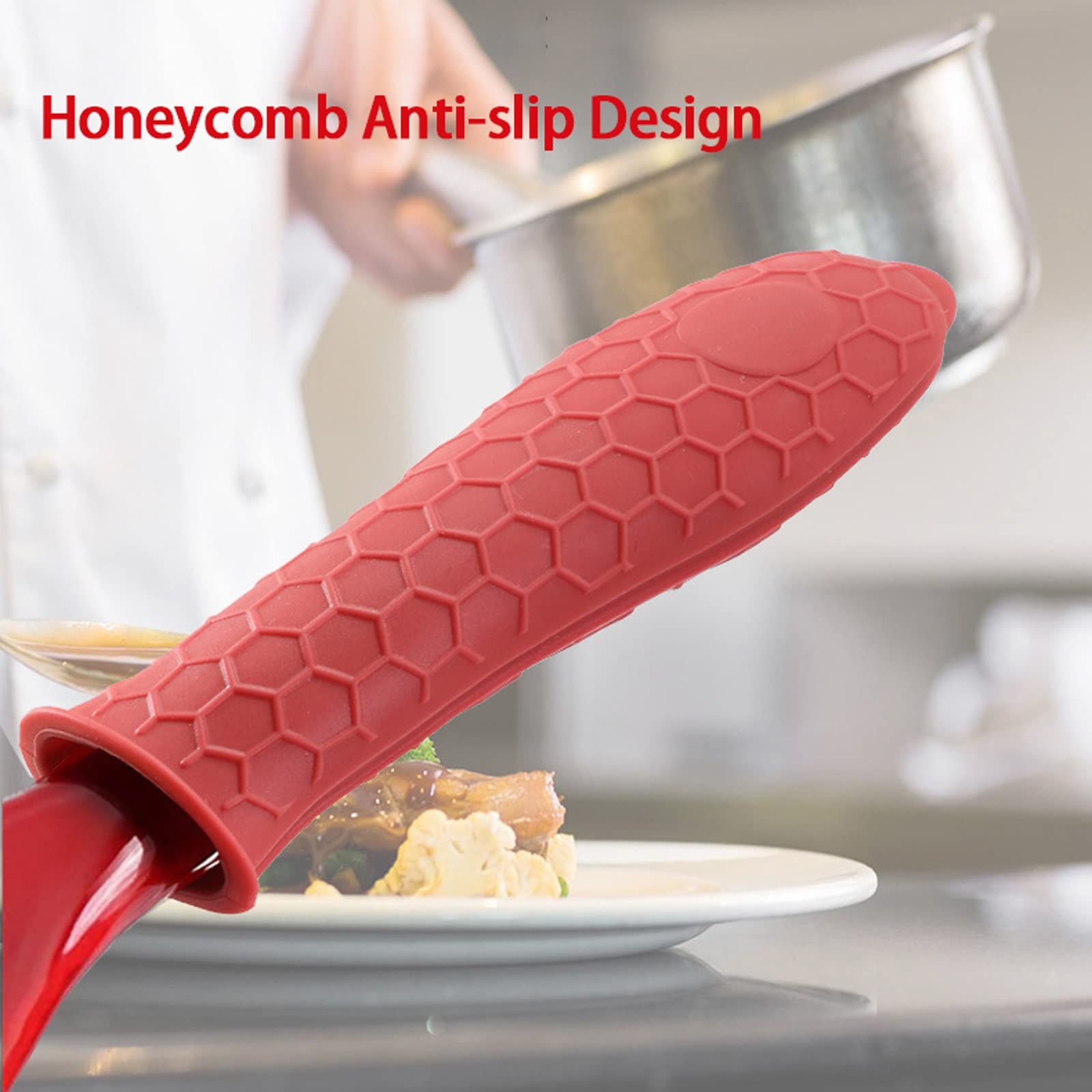 4 Pieces Silicone Hot Tool Holder Heat Resistant Potholder Cookware Handle Non view 2