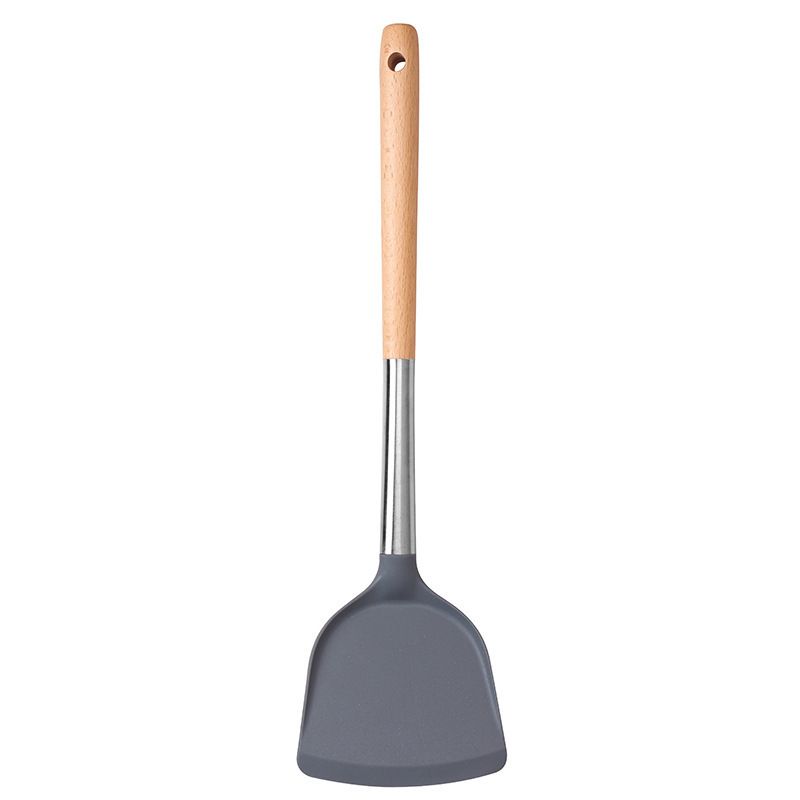 Silicone Shovel Non-Stick Pan Spatula Cooking Shovel with Long Wood Handle — image 1