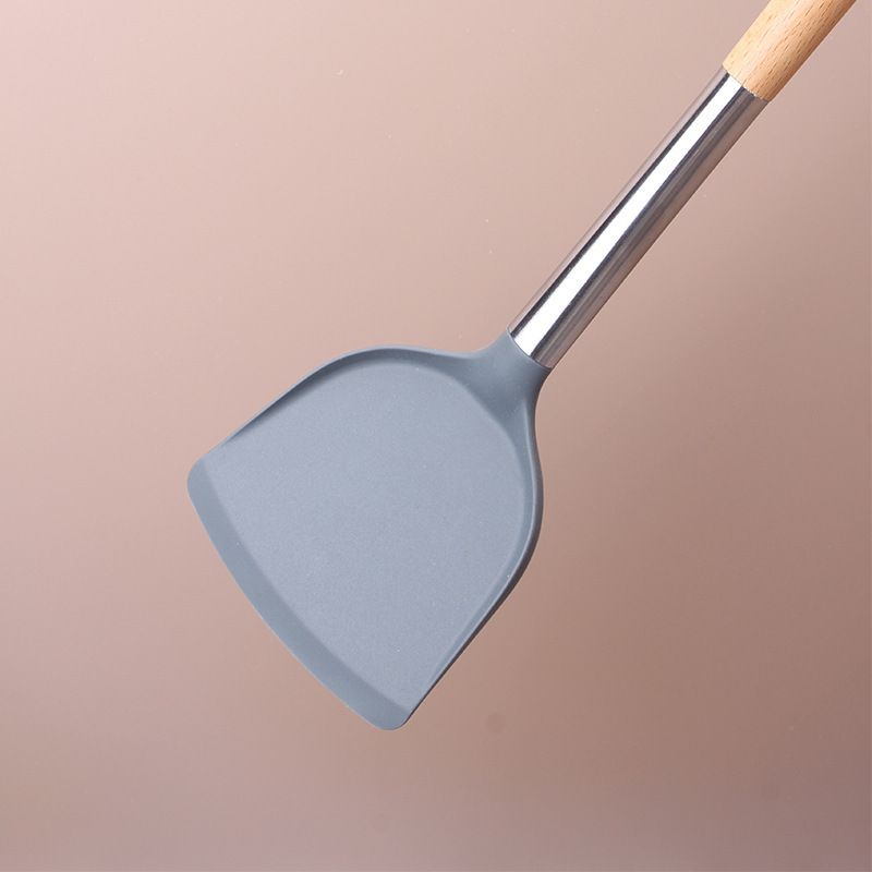Silicone Shovel Non-Stick Pan Spatula Cooking Shovel with Long Wood Handle view 4