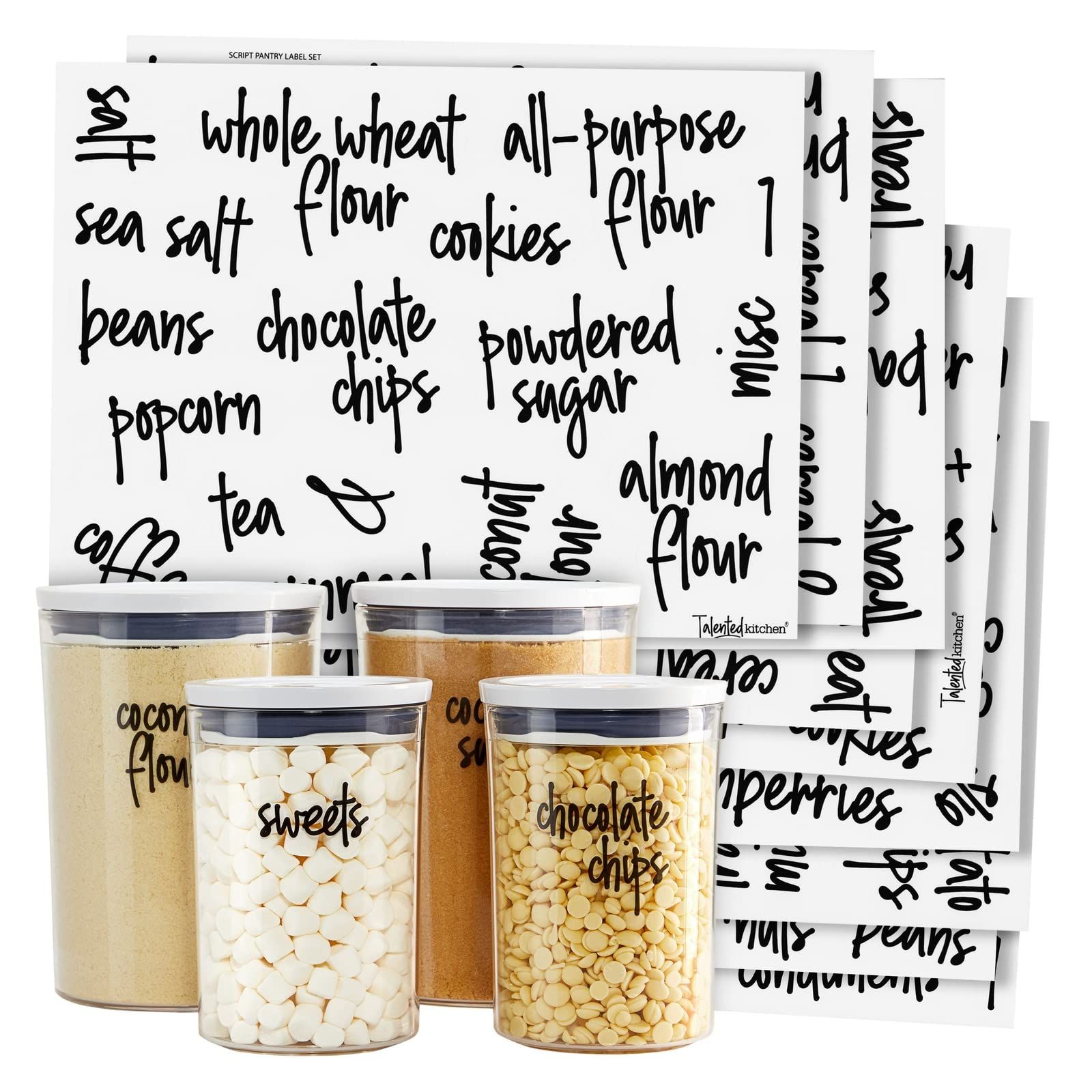 Talented Kitchen 157 Pantry Labels for Food Containers - Preprinted Black — image 1