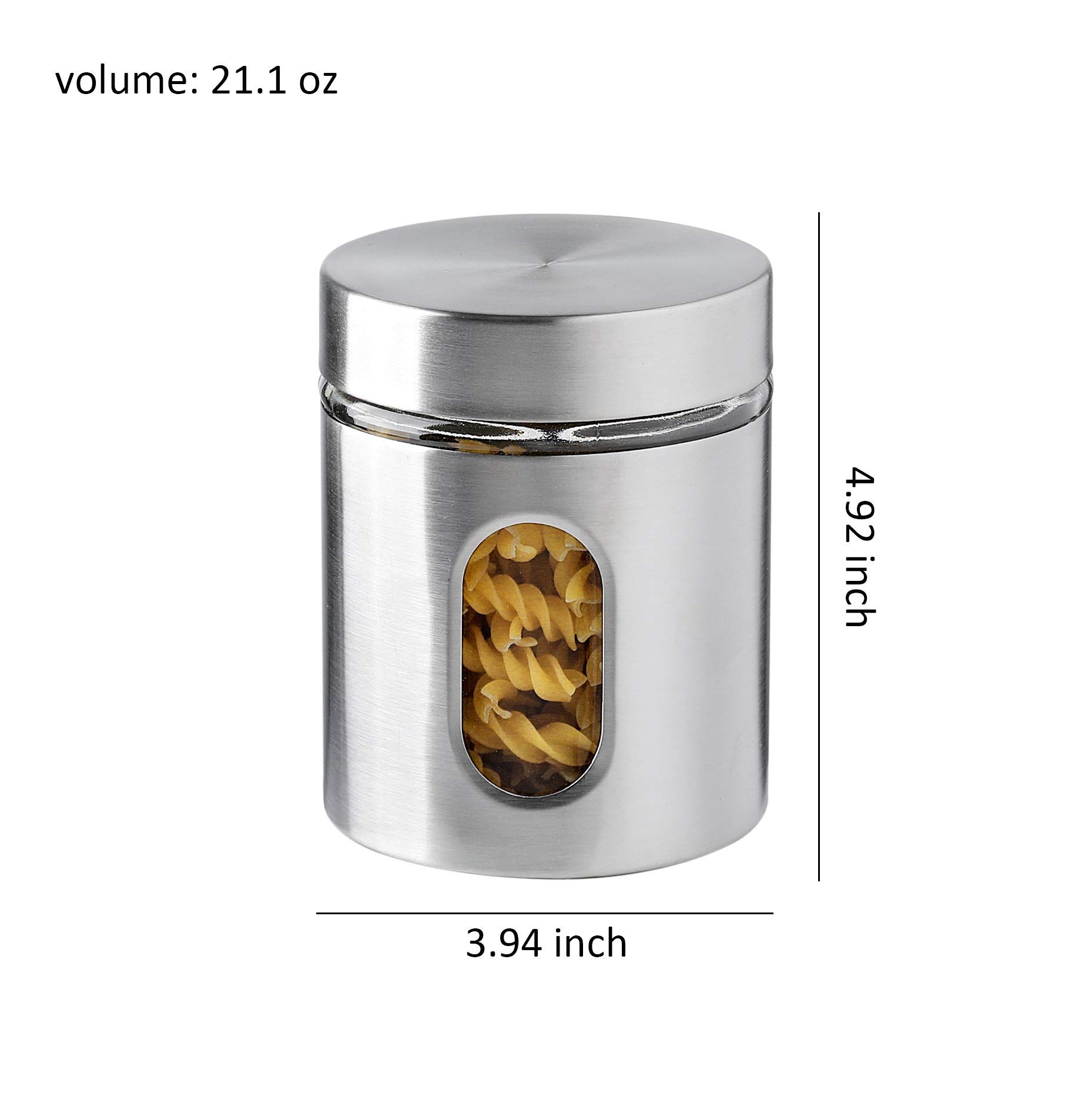 WHOLE HOUSEWARES | Brushed Stainless Steel And Glass Canister With Window For view 2