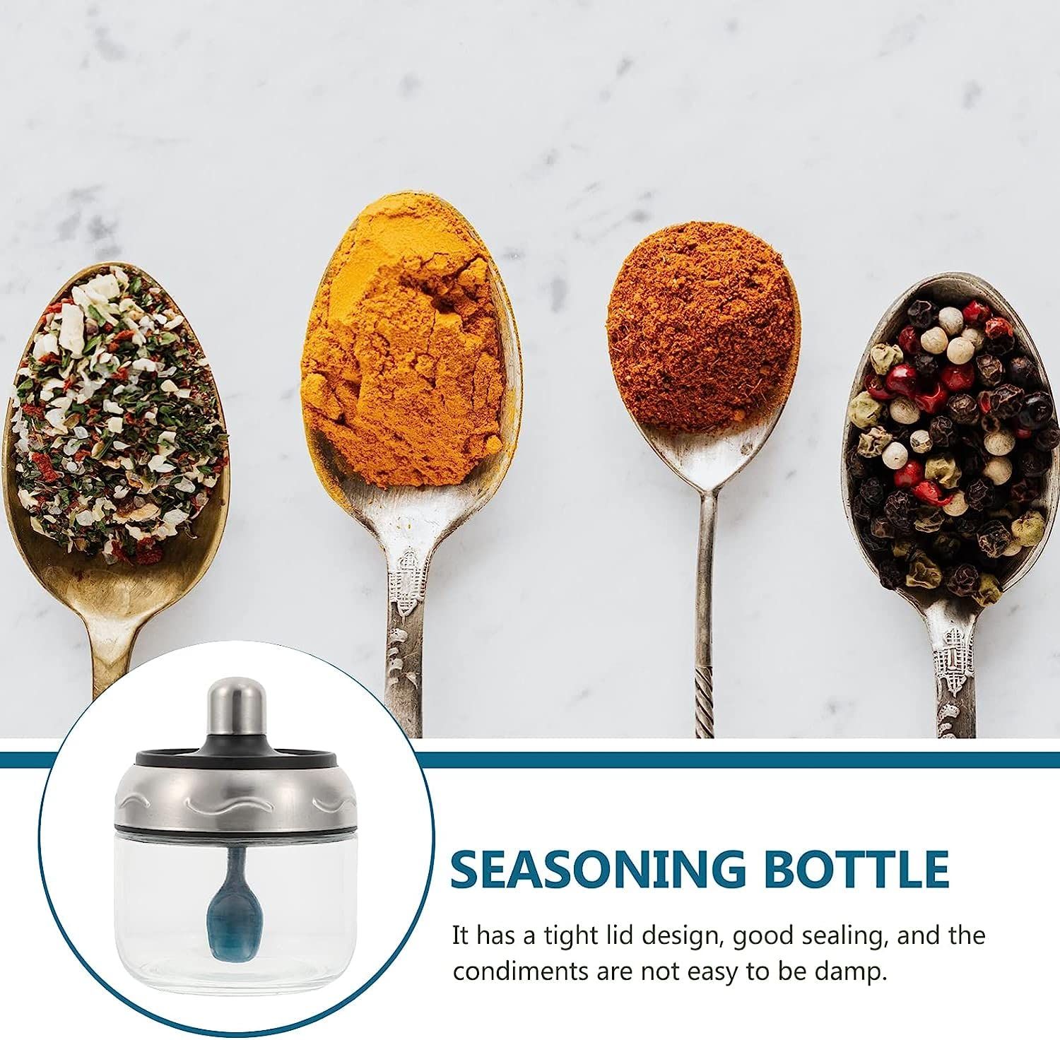 Stainless Steel Container Glass Jar Seasoning Bottle Container Condiment view 3